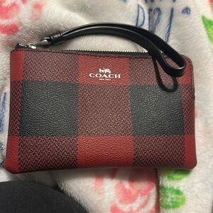 red and black coach wristlet